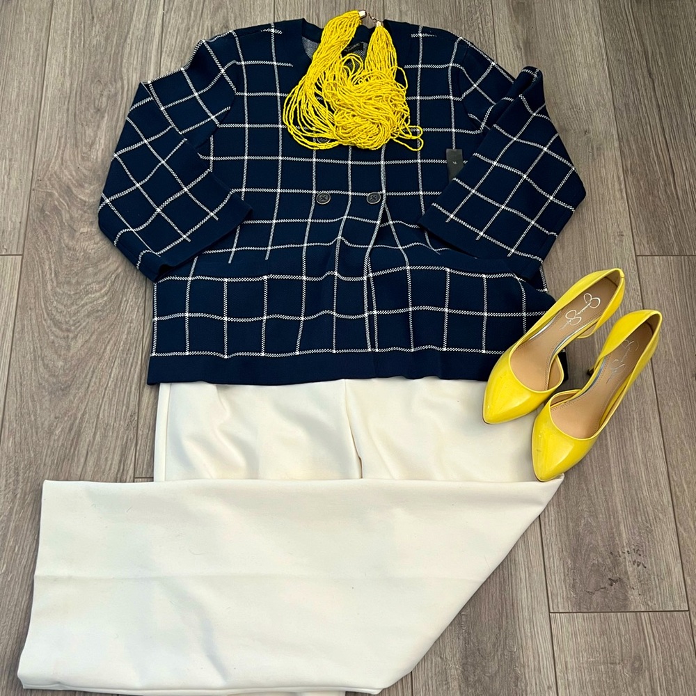 Banana Republic; Cardigan, double-breast sweater, versatile wardrobe staple.